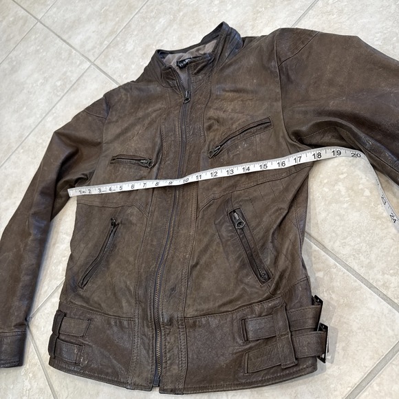 VTG Vera Pelle Brown Leather Woman Sz 44 (S/M) Motorcycle Coat Lined Jacket - Picture 7 of 11